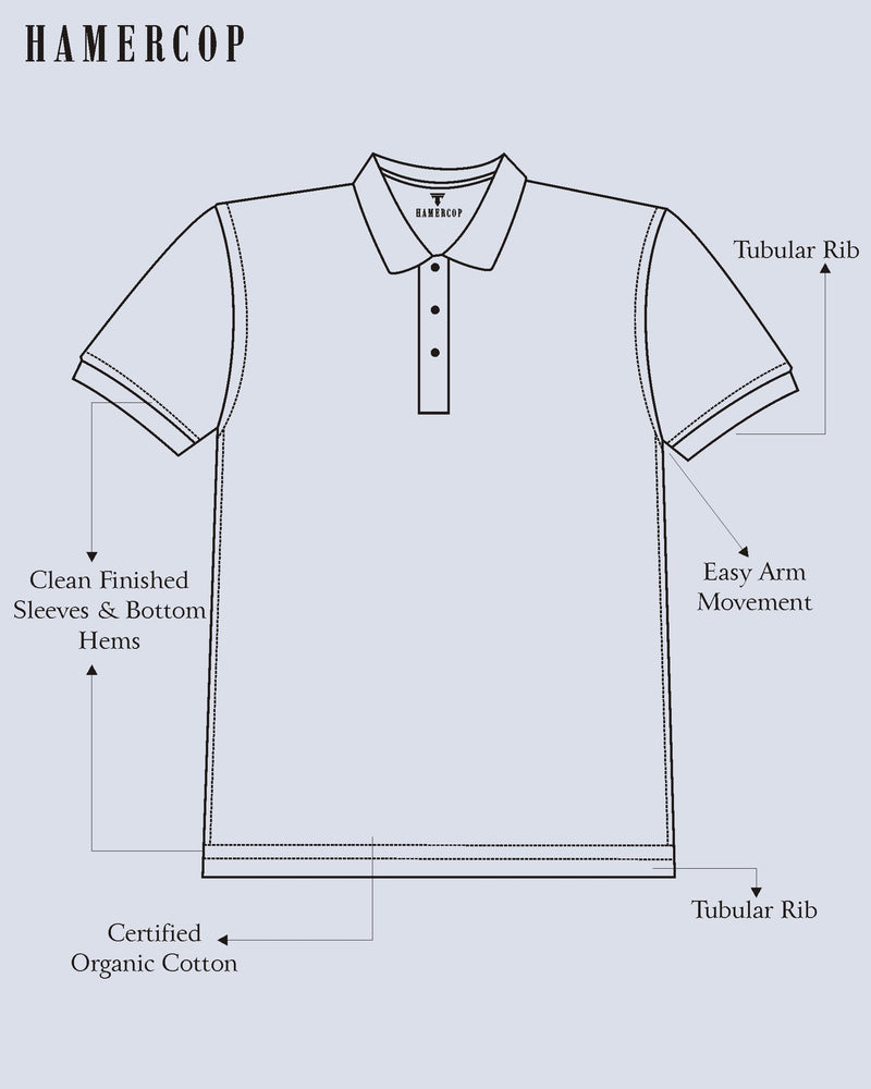 Vision Peach With Gray Knitted Cotton Designer Polo T-Shirt