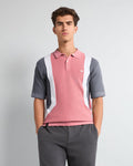 Vision Peach With Gray Knitted Cotton Designer Polo T-Shirt