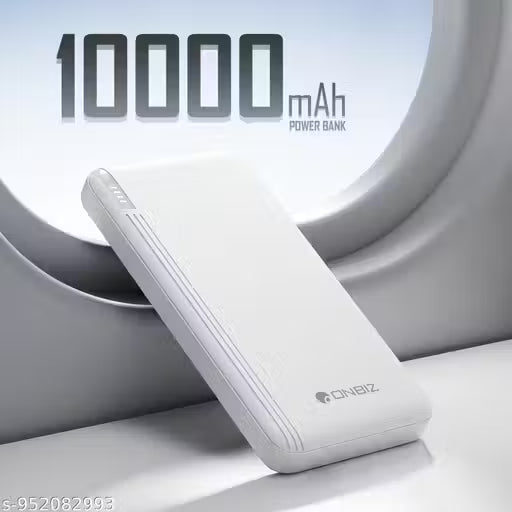 ONBIZ Premium Powerbank with 10000 mah, 22W Support, MIni Powerbank, 1 USB OUTPUT Port, Type C Input/Output, Micro Input, White